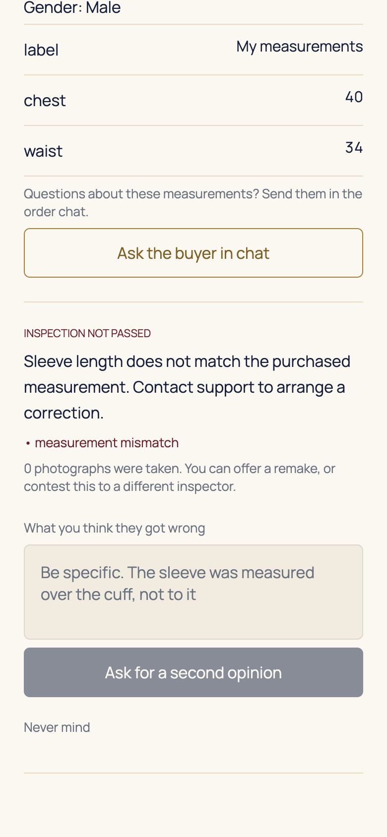 Request a second opinion in the AFH app, using example data