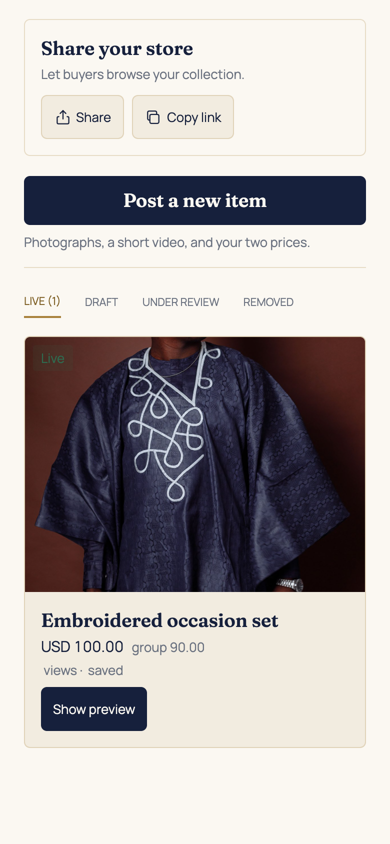 Check approval, corrections and live status in the AFH app, using example data