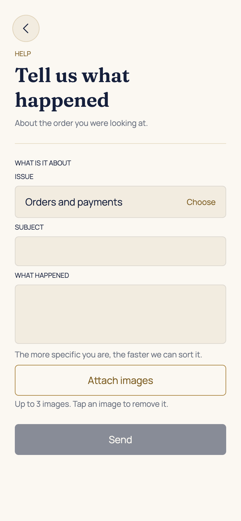 Open and follow a support ticket in the AFH app, using example data