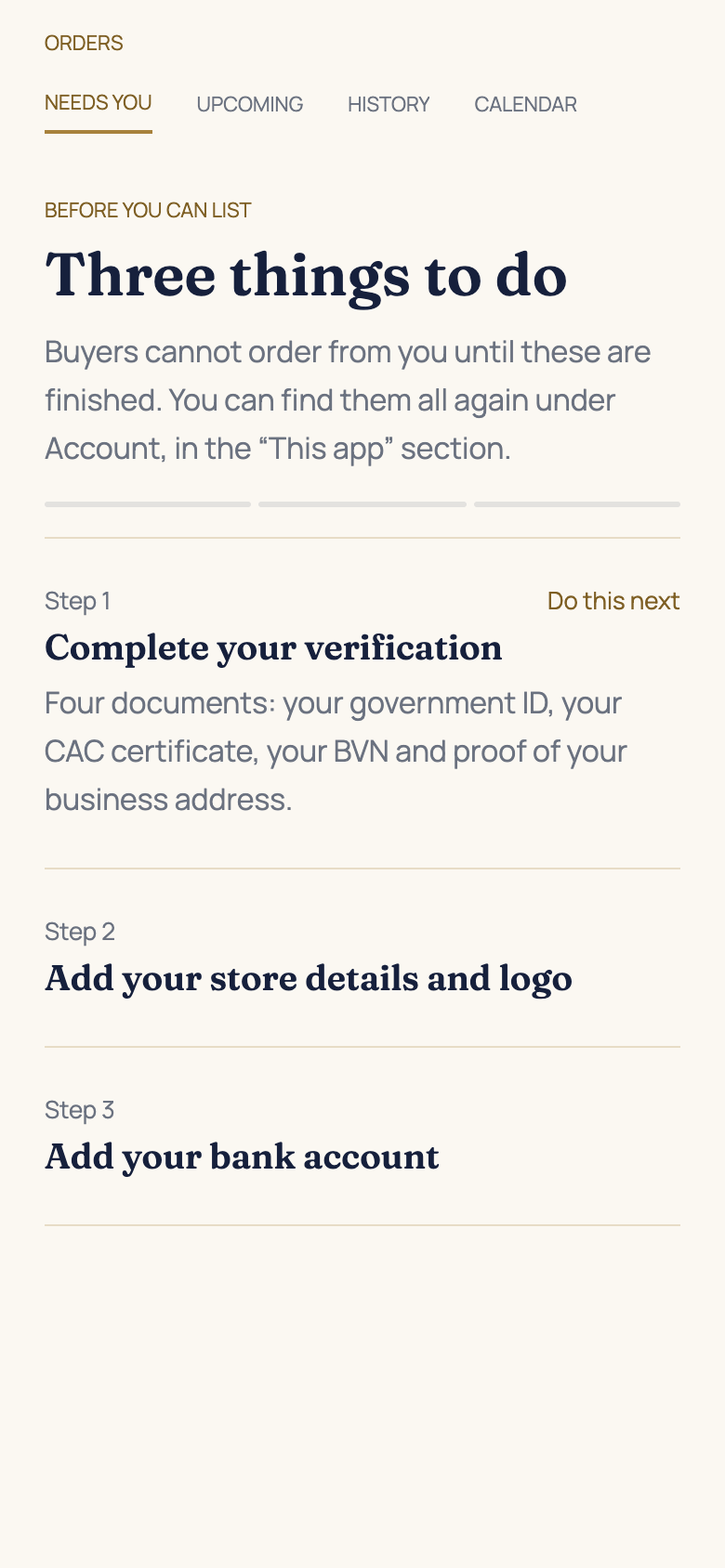 Follow the setup checklist in the AFH app, using example data